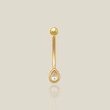 Teardrop Stone Curved Barbell - 16G - Anygolds