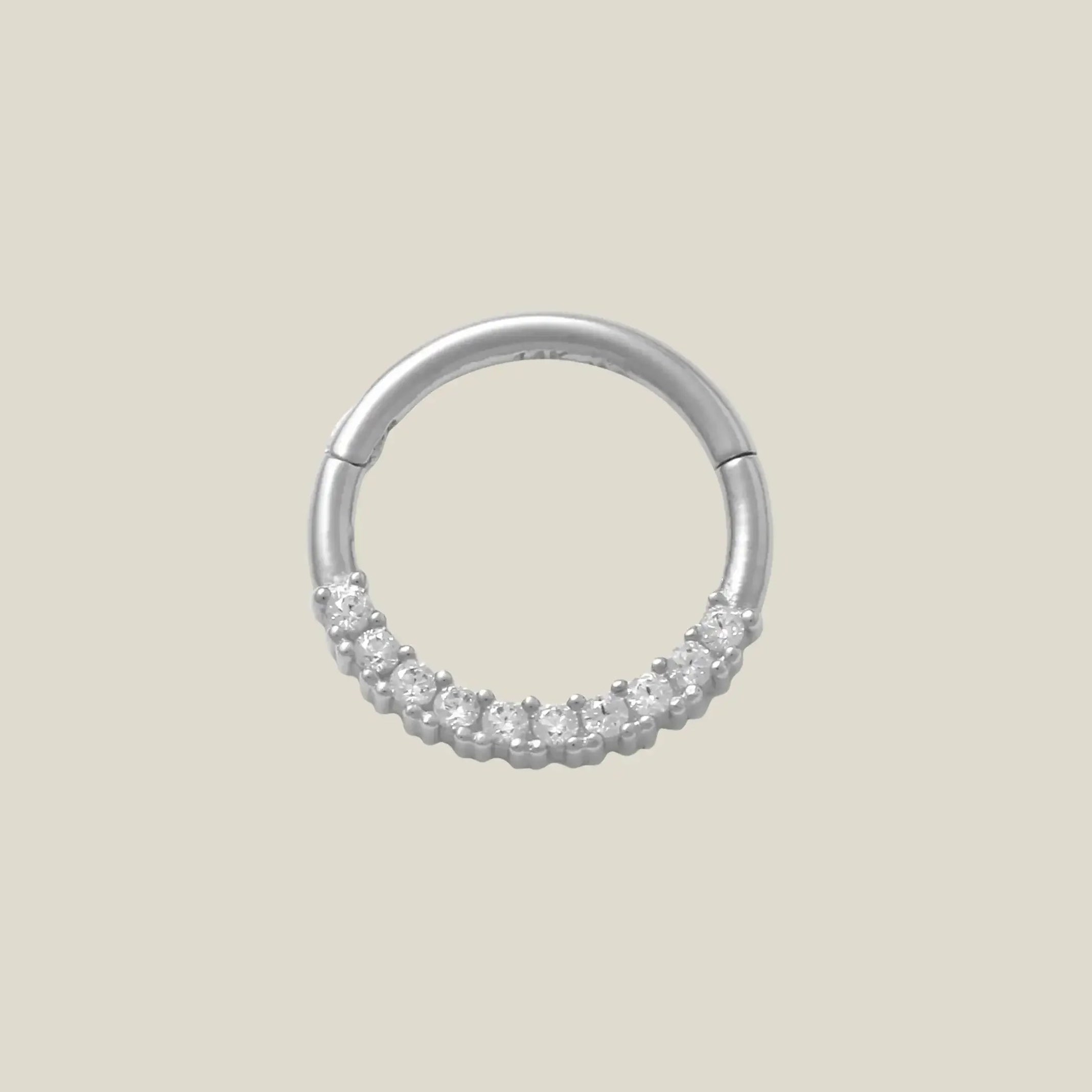 14K Solid Gold Half Pavé CZ Clicker Hoop – Anygolds