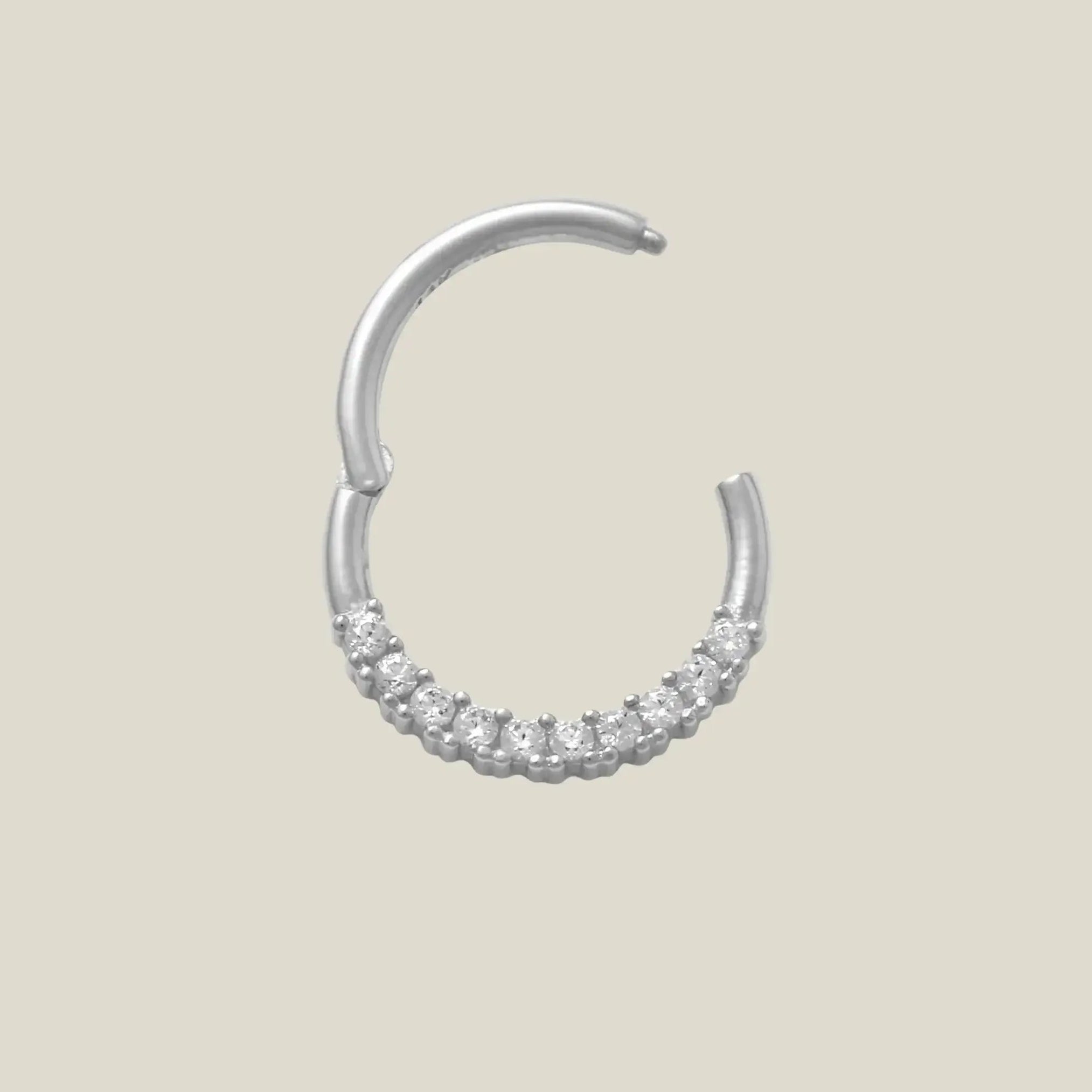 14K Solid Gold Half Pavé CZ Clicker Hoop – Anygolds