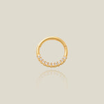 14k Solid Gold CZ Stone Half Stone Hoop Earring - Anygolds 