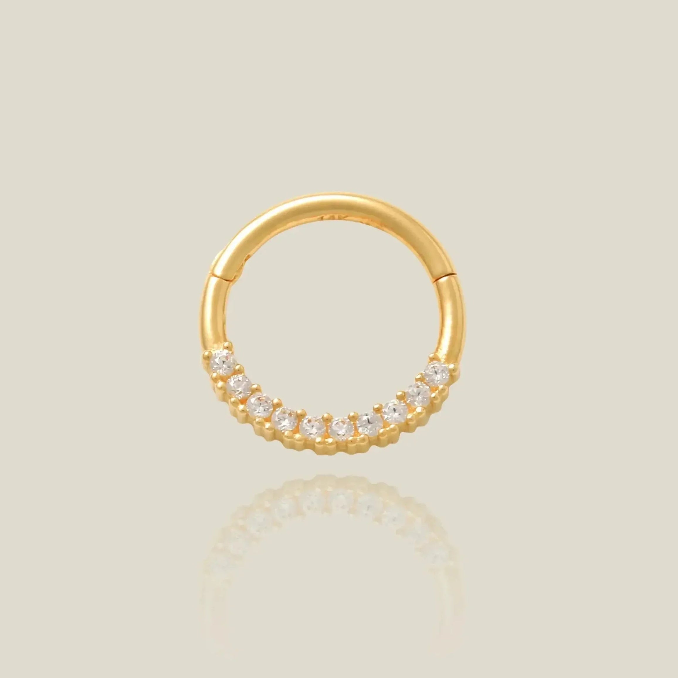 14K Solid Gold Half Pavé CZ Clicker Hoop – Anygolds