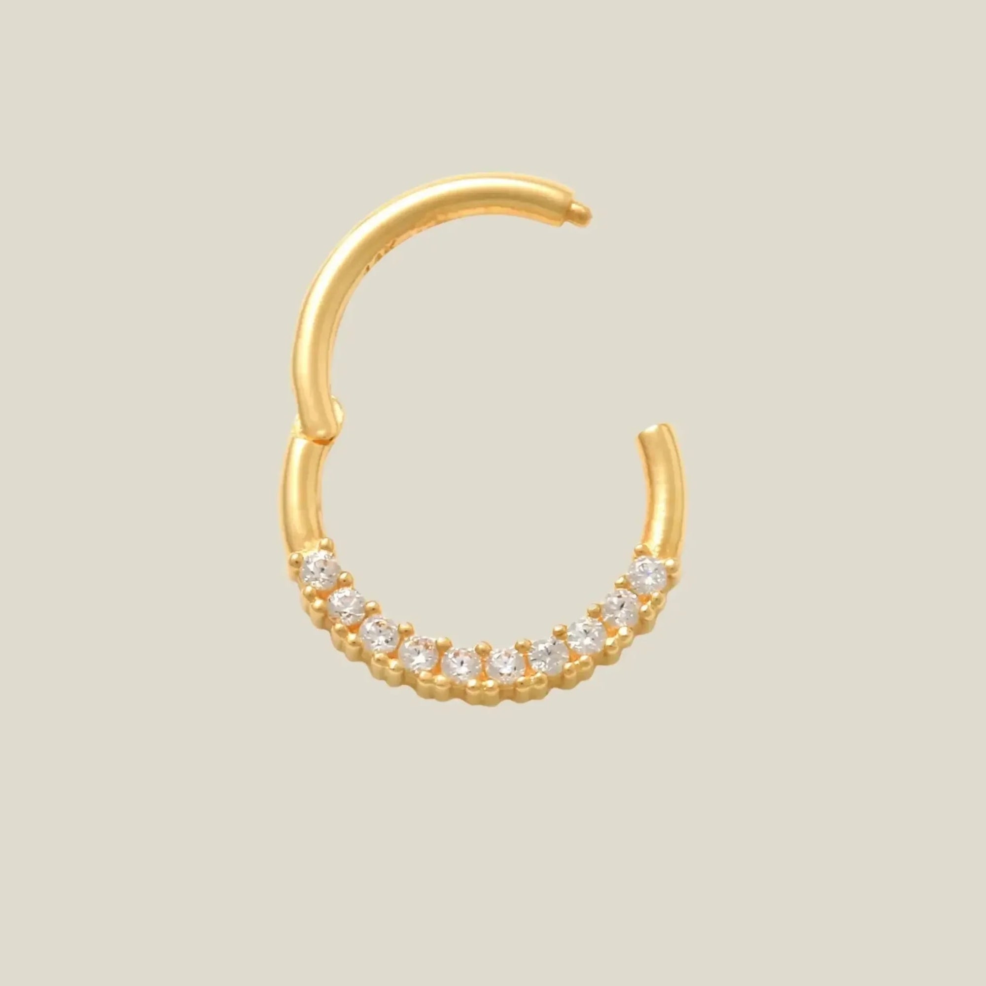 14K Solid Gold Half Pavé CZ Clicker Hoop – Anygolds