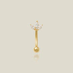 14K Solid Gold Lotus Flower Curved Barbell – Anygolds