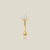 14K Solid Gold Lotus Flower Curved Barbell – Anygolds