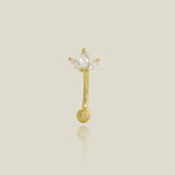14K Solid Gold Lotus Flower Curved Barbell – Anygolds