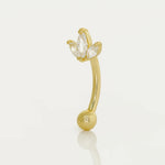14K Solid Gold Lotus Flower Curved Barbell – Anygolds