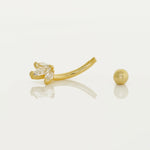 14K Solid Gold Lotus Flower Curved Barbell – Anygolds