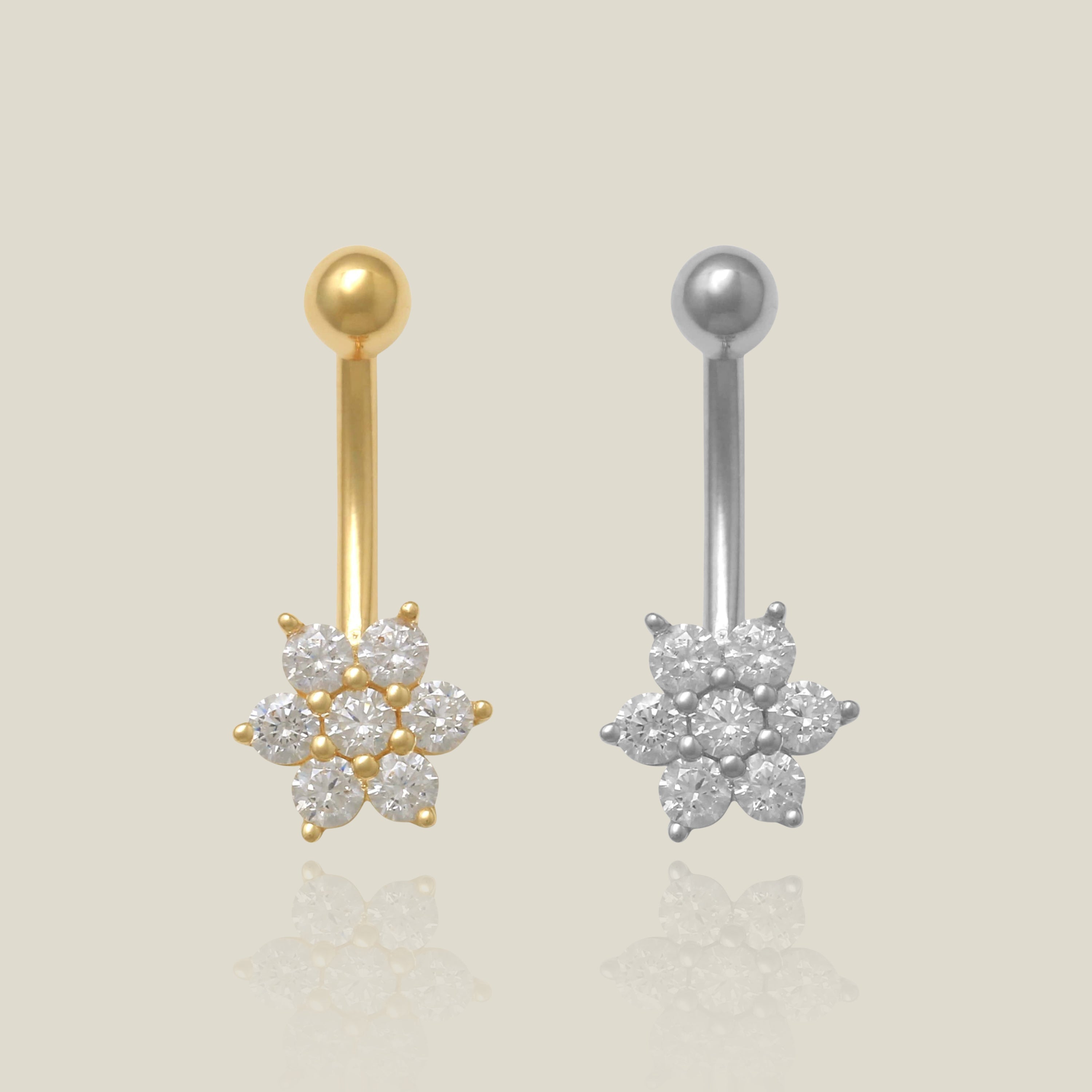 Daisy Flower Stone Curved Barbell - Anygolds