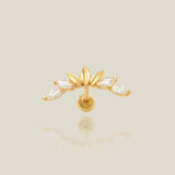 14K Solid Gold Marquise Curved Leaf Stud – Anygolds