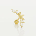 14K Solid Gold Marquise Curved Leaf Stud – Anygolds