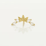 14K Solid Gold Marquise Curved Leaf Stud – Anygolds