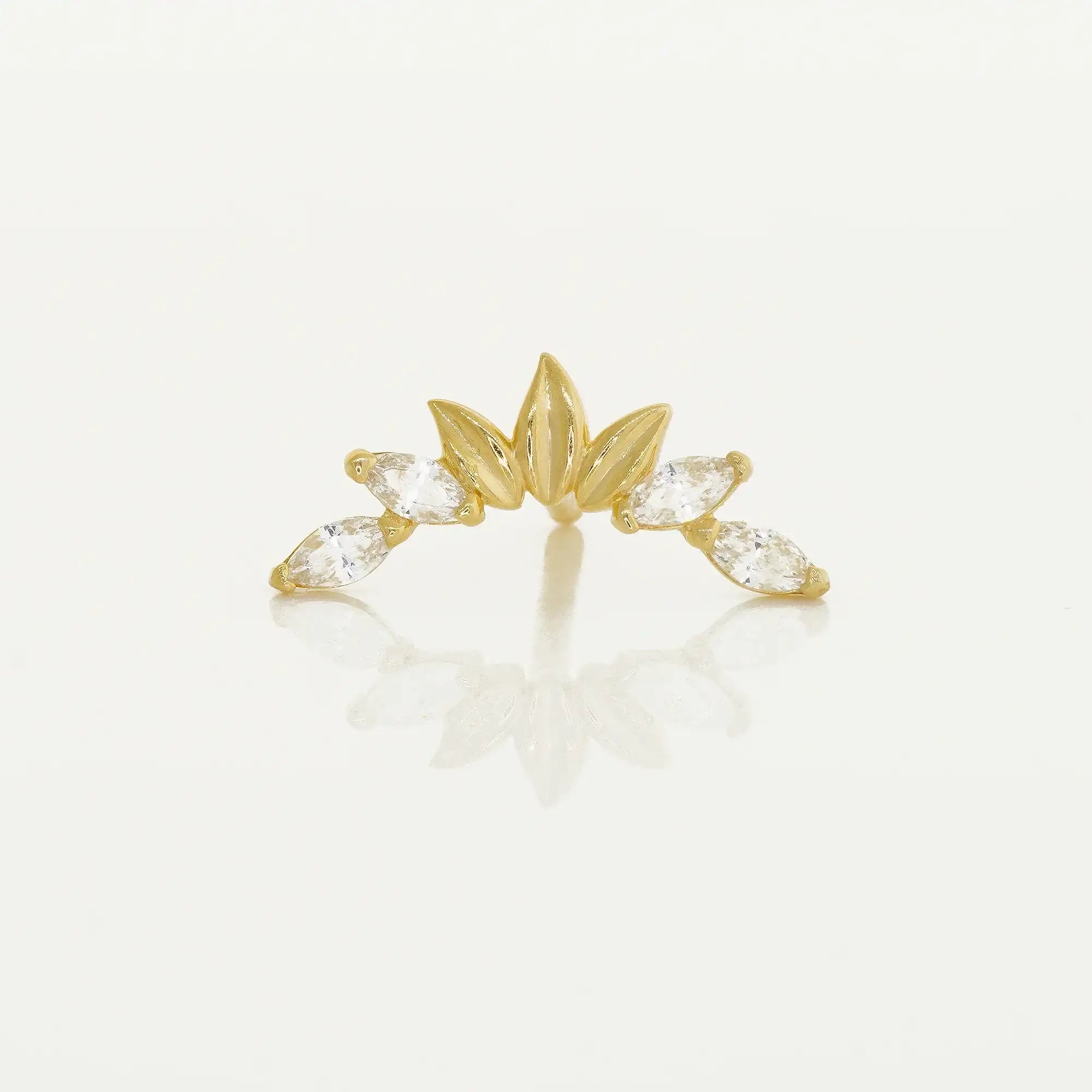 14K Solid Gold Marquise Curved Leaf Stud – Anygolds