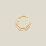 14k Solid Gold Double CZ Row Hoop - Anygolds 