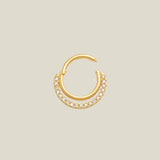 14k Solid Gold Double CZ Row Hoop - Anygolds 