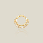 14k Solid Gold Double CZ Row Hoop - Anygolds 