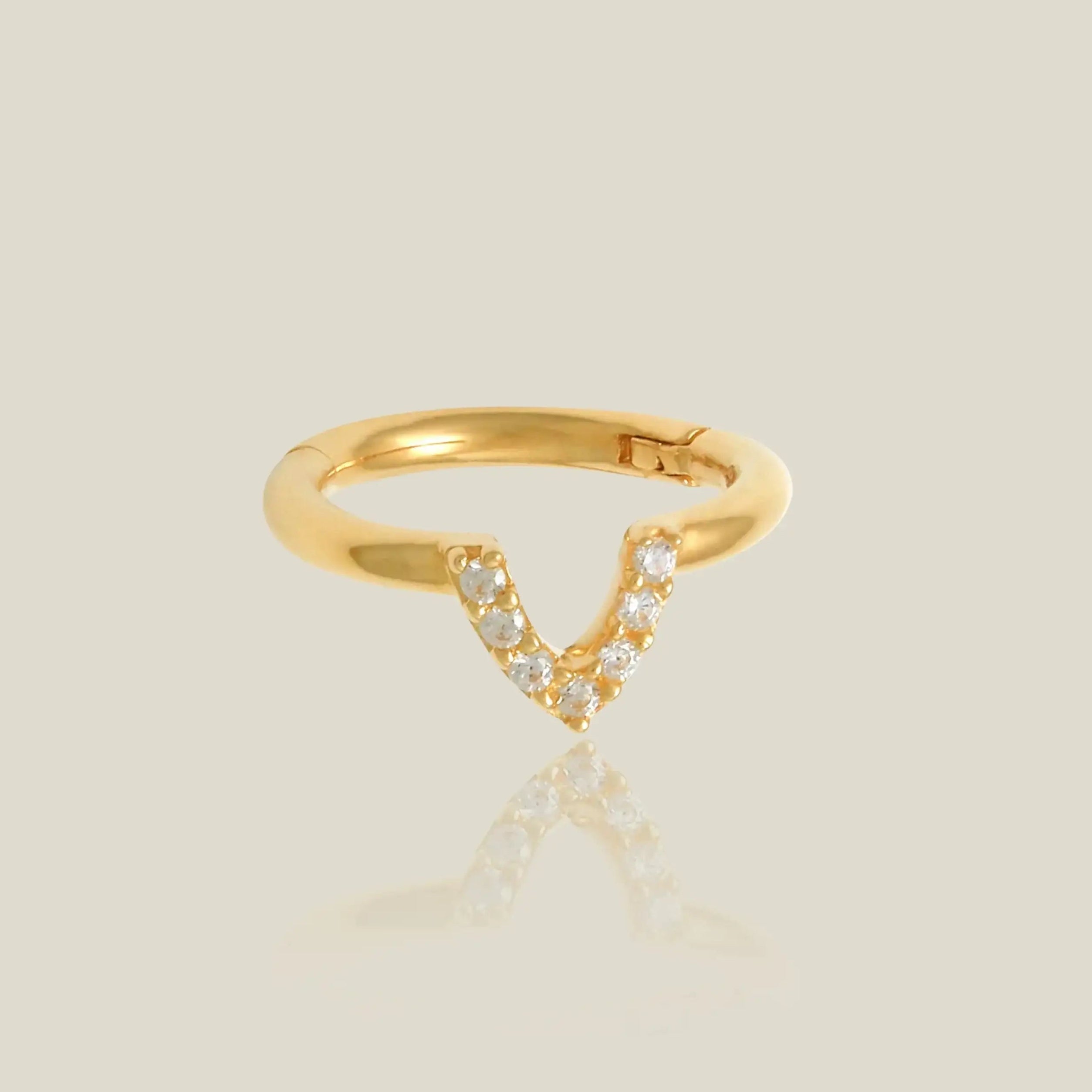 V Pavé Clicker Hoop - Anygolds