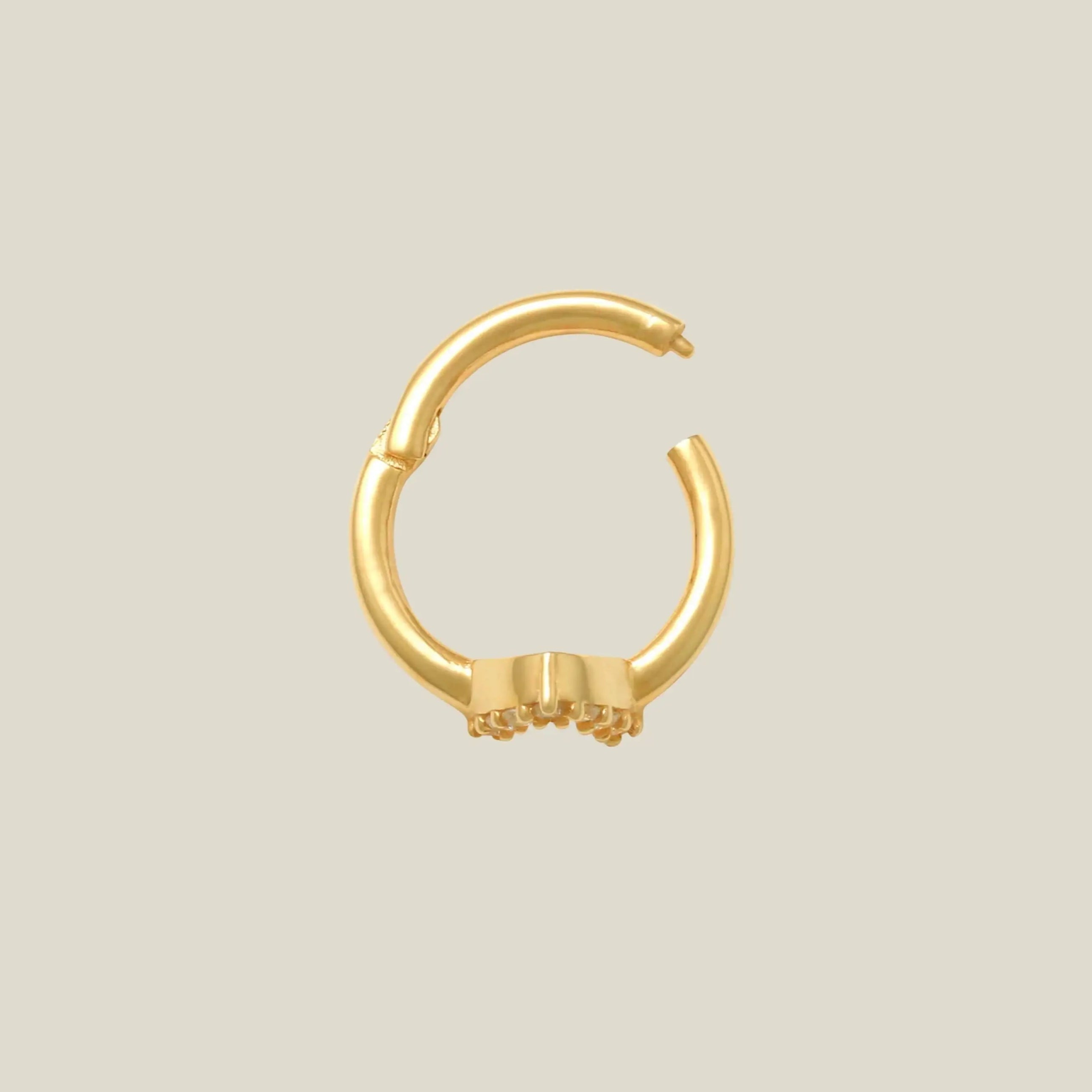 14K Solid Gold V Pavé Clicker Hoop – Anygolds