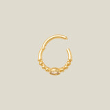 14k Solid Gold Beaded Cubic Zirconia Stone Hoop Earring - Anygolds