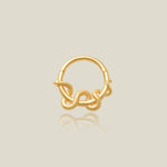 14k Solid Gold Snake Wave Hoop Piercing Earring - Anygolds 