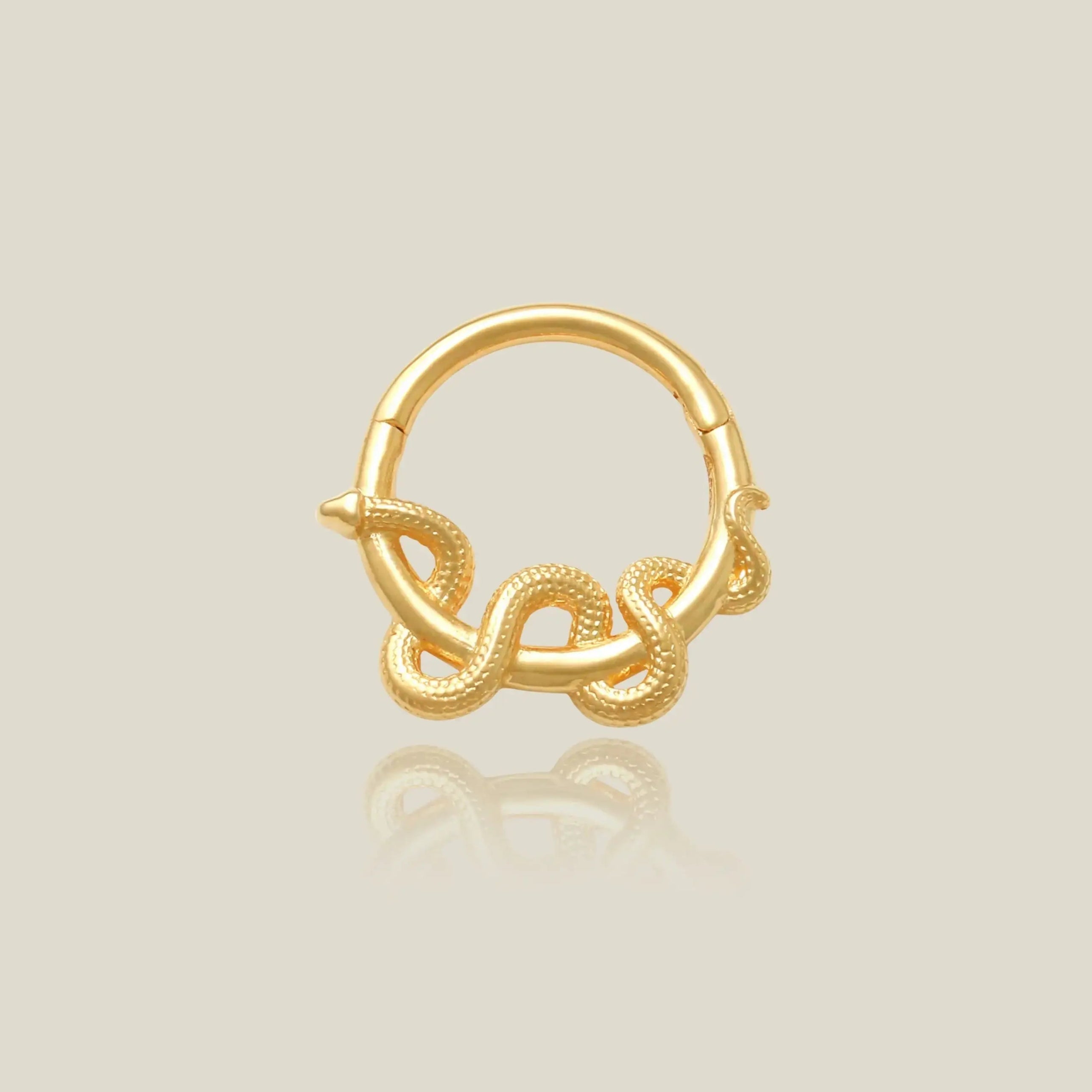 14k Solid Gold Snake Wave Hoop Piercing Earring - Anygolds 