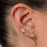 Cubic Zirconia Flower Ear Stud Piercing