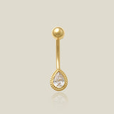 Teardrop Stone Curved Barbell - 14G - Anygolds