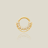 14k Solid Gold CZ Chain Hoop - Anygolds 