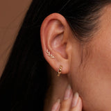 14K Solid Gold Curved Leaf Stud – Anygolds