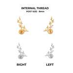 14K Solid Gold Curved Leaf Stud – Anygolds