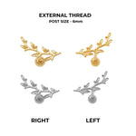 14K Solid Gold Curved Leaf Stud – Anygolds