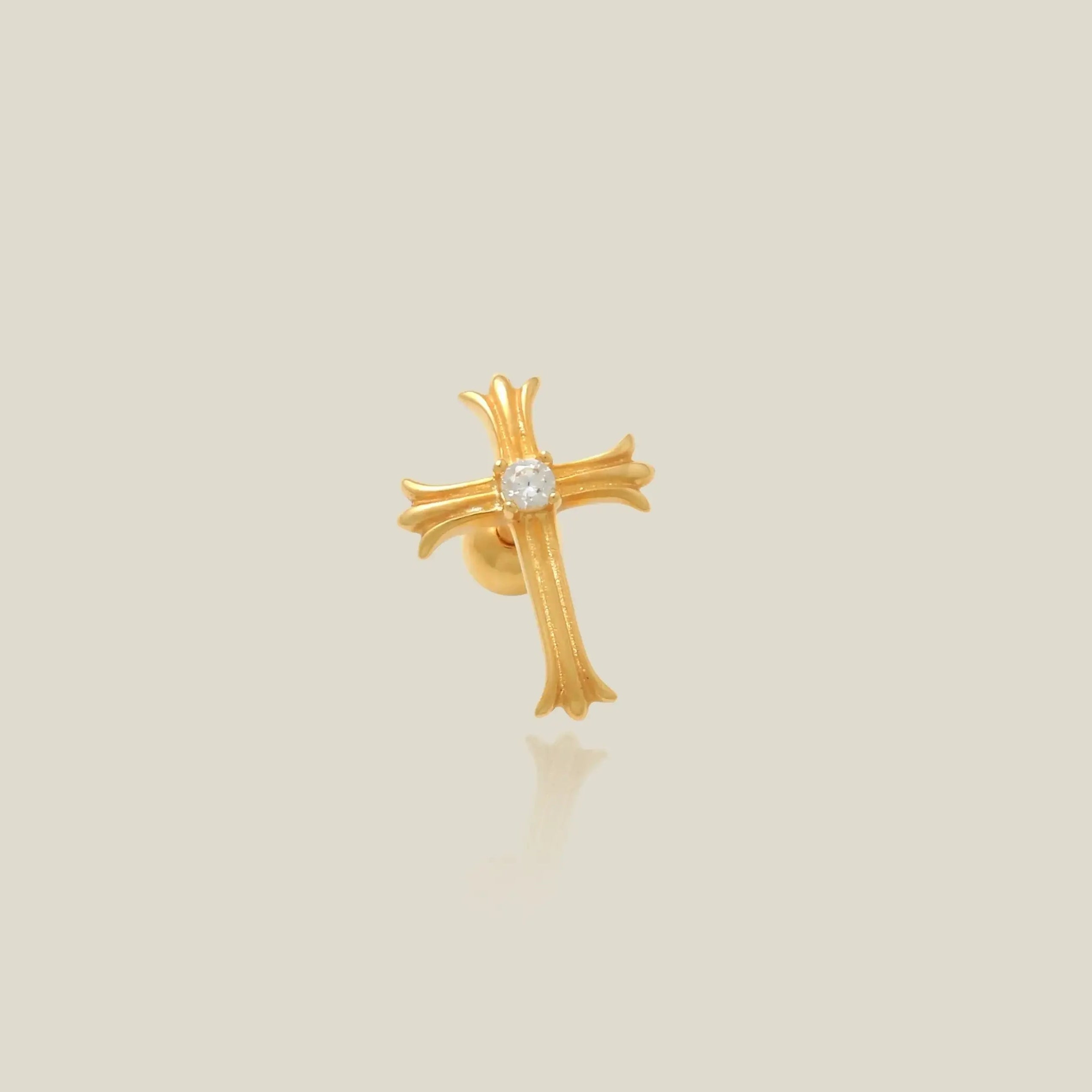 14K Solid Gold Gothic Cross Stud – Anygolds