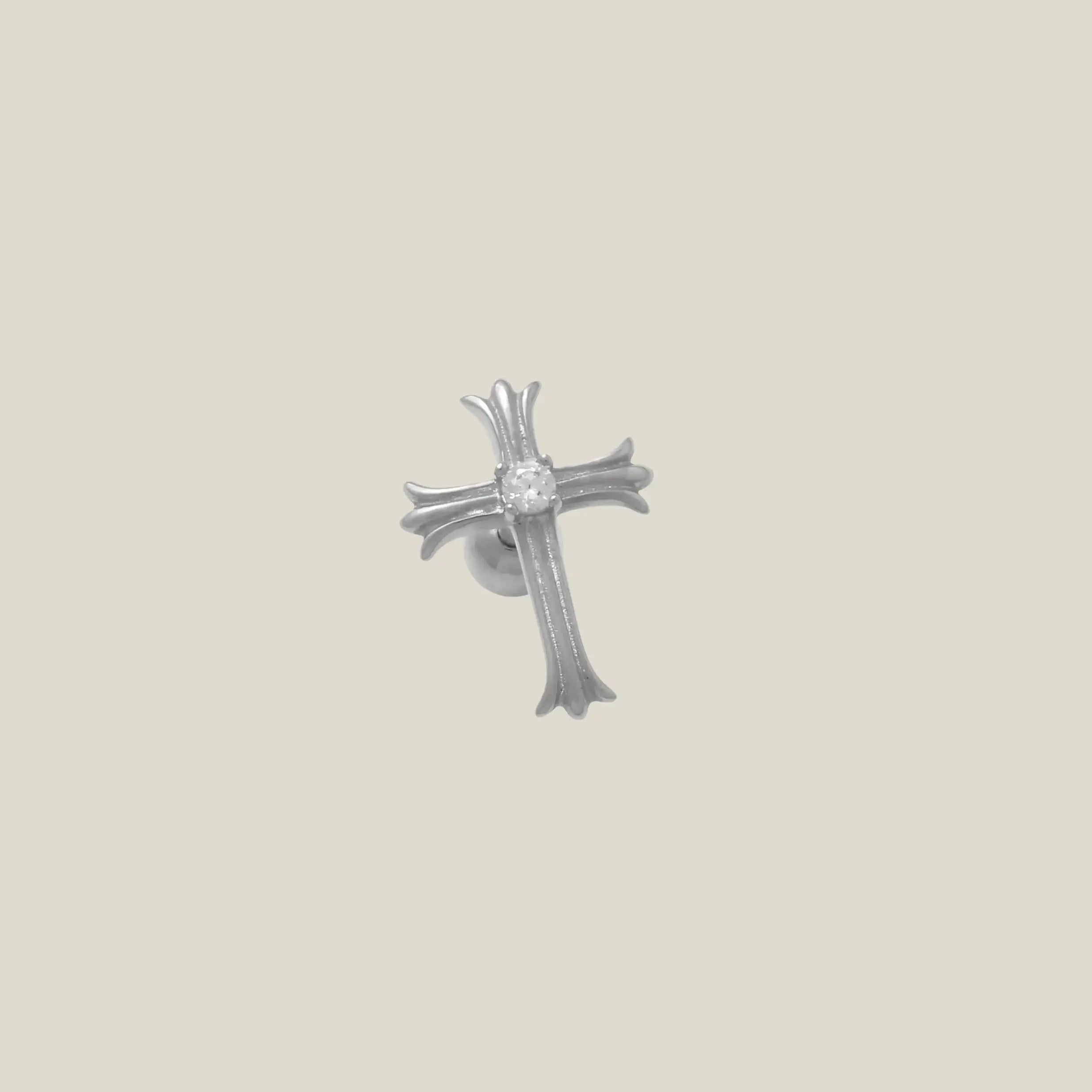 14K Solid Gold Gothic Cross Stud – Anygolds