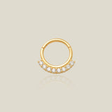 14k Solid Gold Front CZ Hoop - Anygolds 