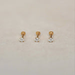 14K Solid Gold Round CZ Stud – Anygolds