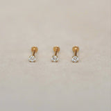 14K Solid Gold Round CZ Stud – Anygolds