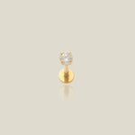 14K Solid Gold Round CZ Stud – Anygolds