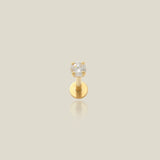 14K Solid Gold Round CZ Stud – Anygolds