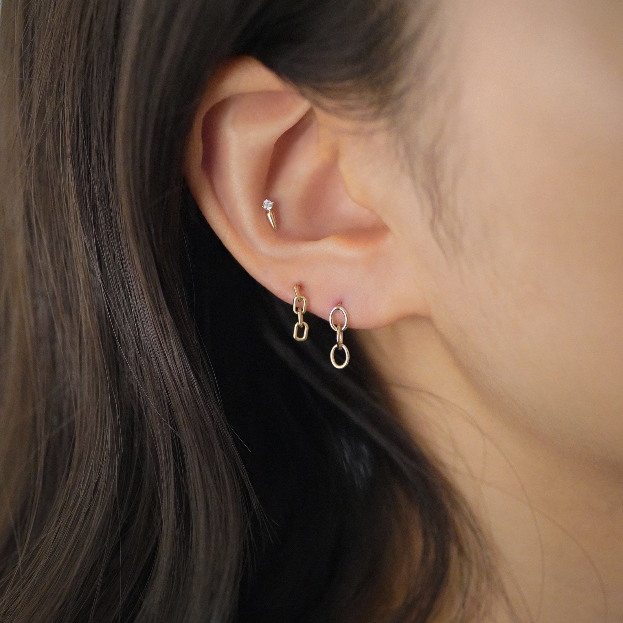 Oval Chain Link Drop Stud (Internal Thread) - Anygolds