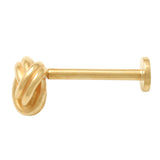 14k Solid Gold Love Knot Stud Piercing Earring