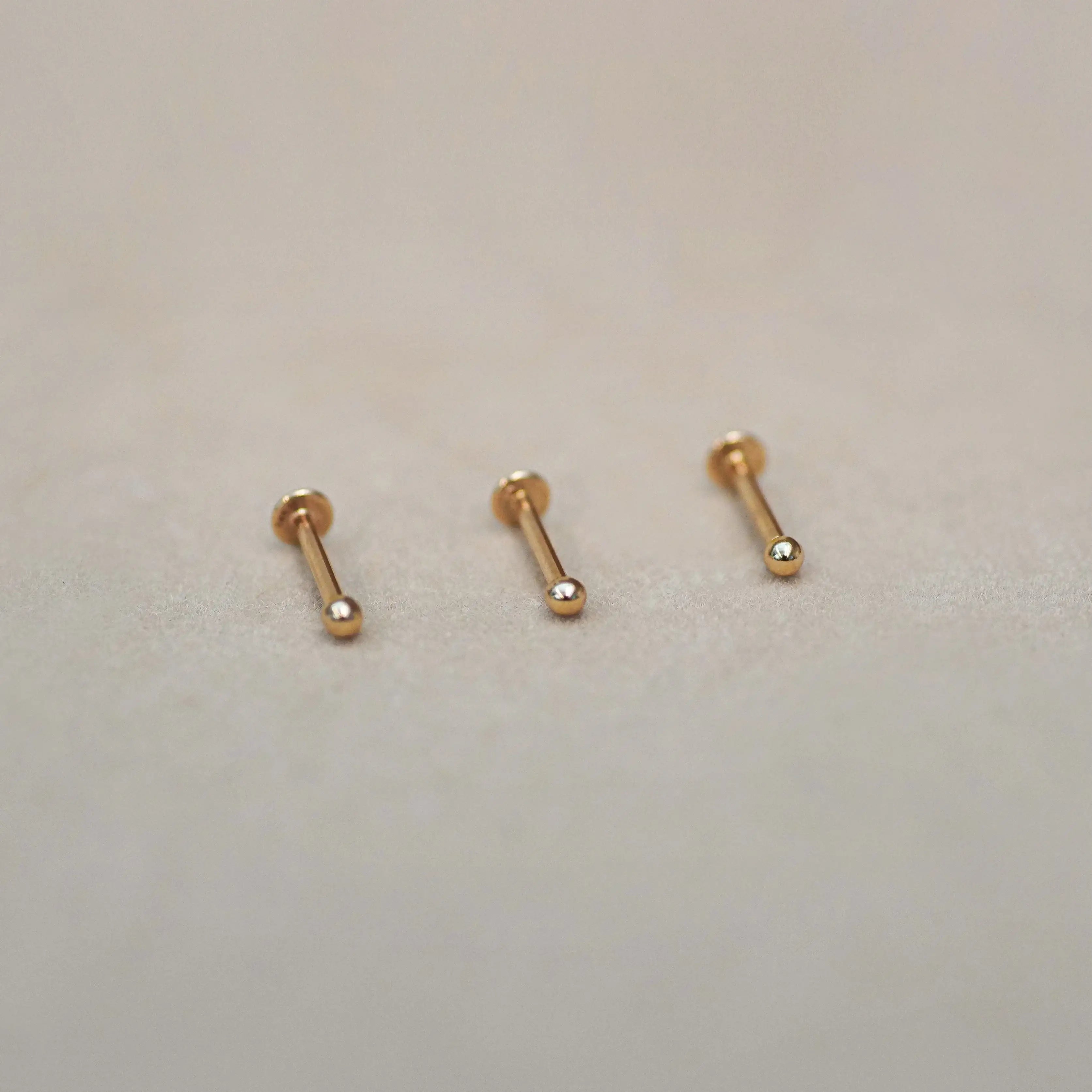 14K Solid Gold Round Ball Stud – Anygolds