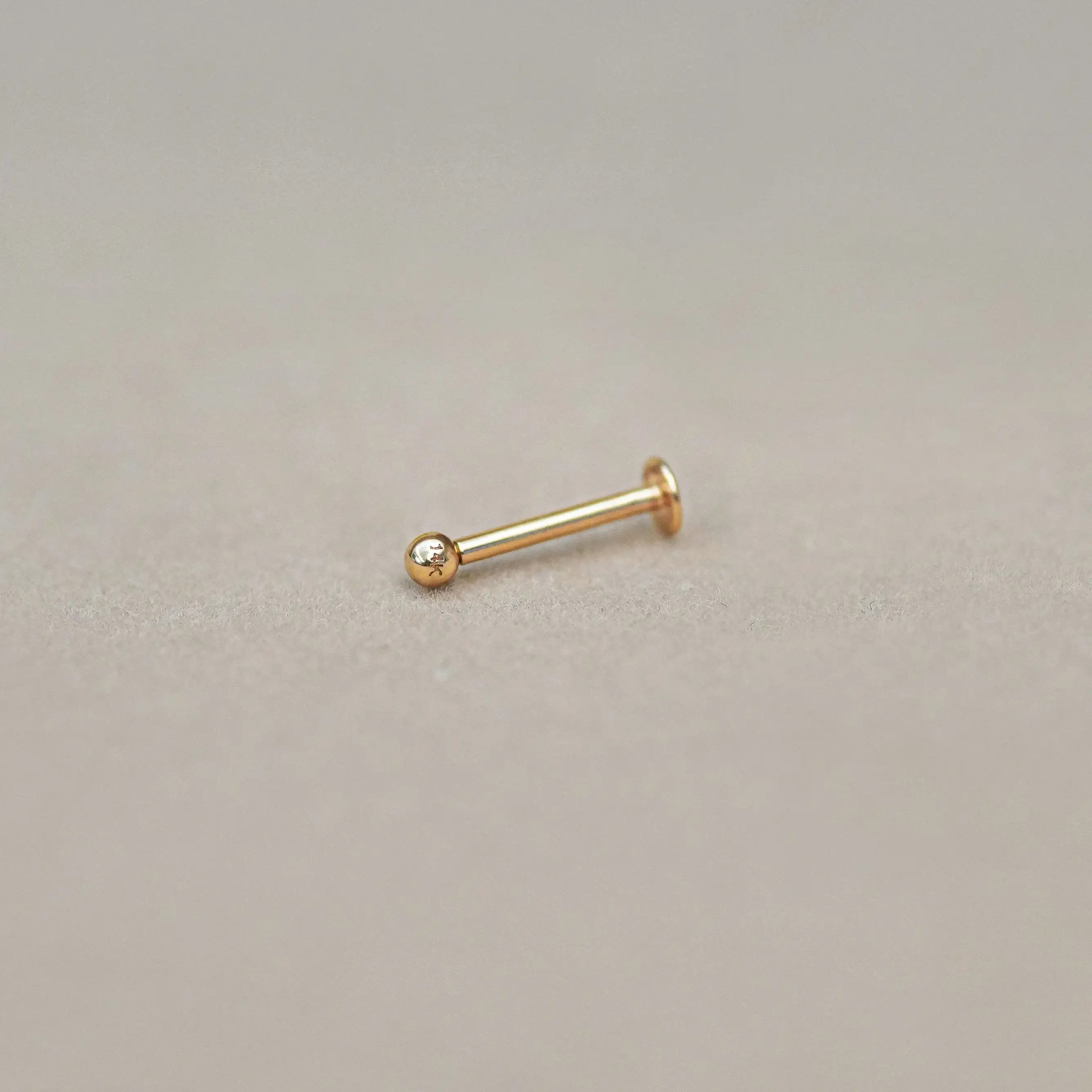 14K Solid Gold Round Ball Stud – Anygolds