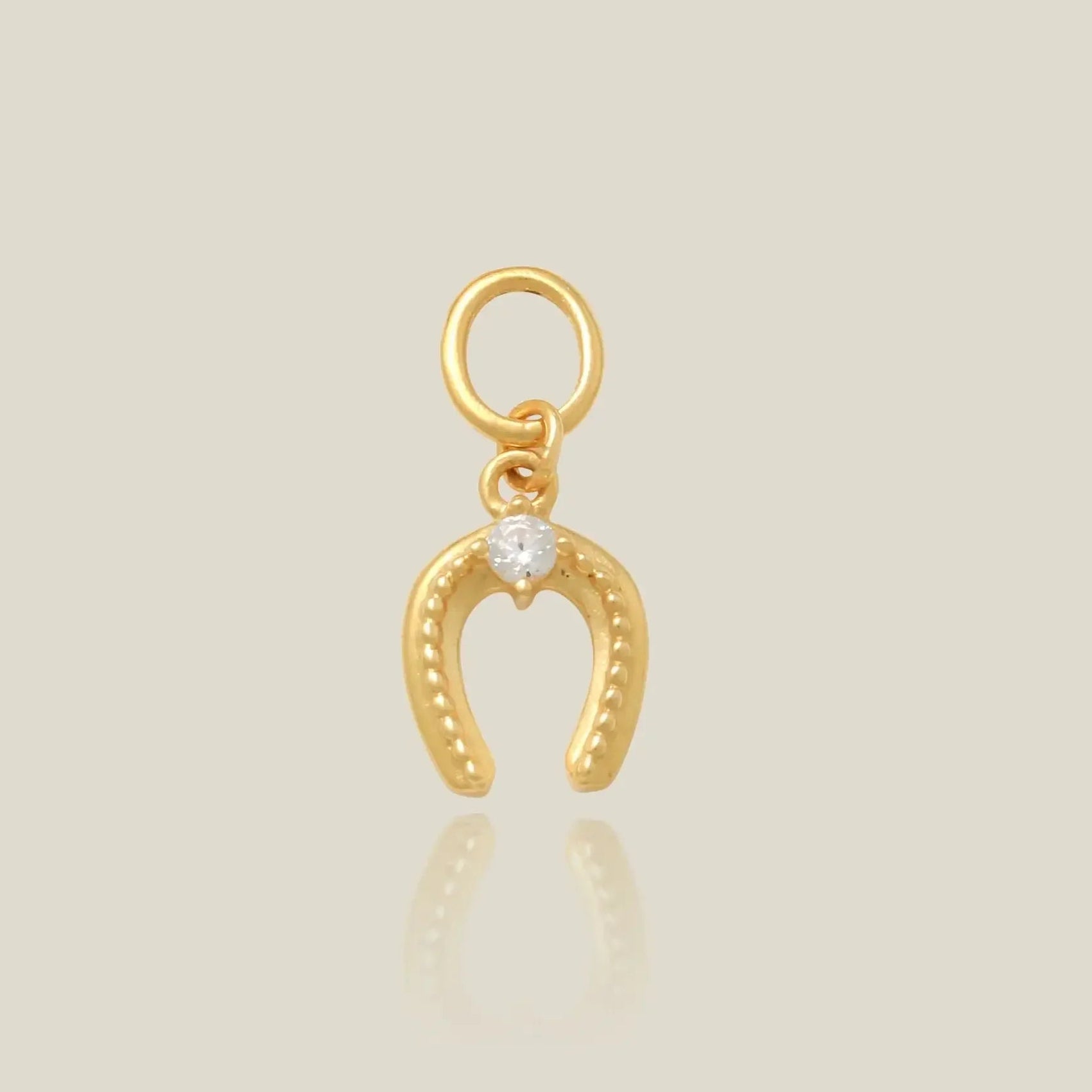 14K Solid Gold Stone & Horseshoe Charm – Anygolds