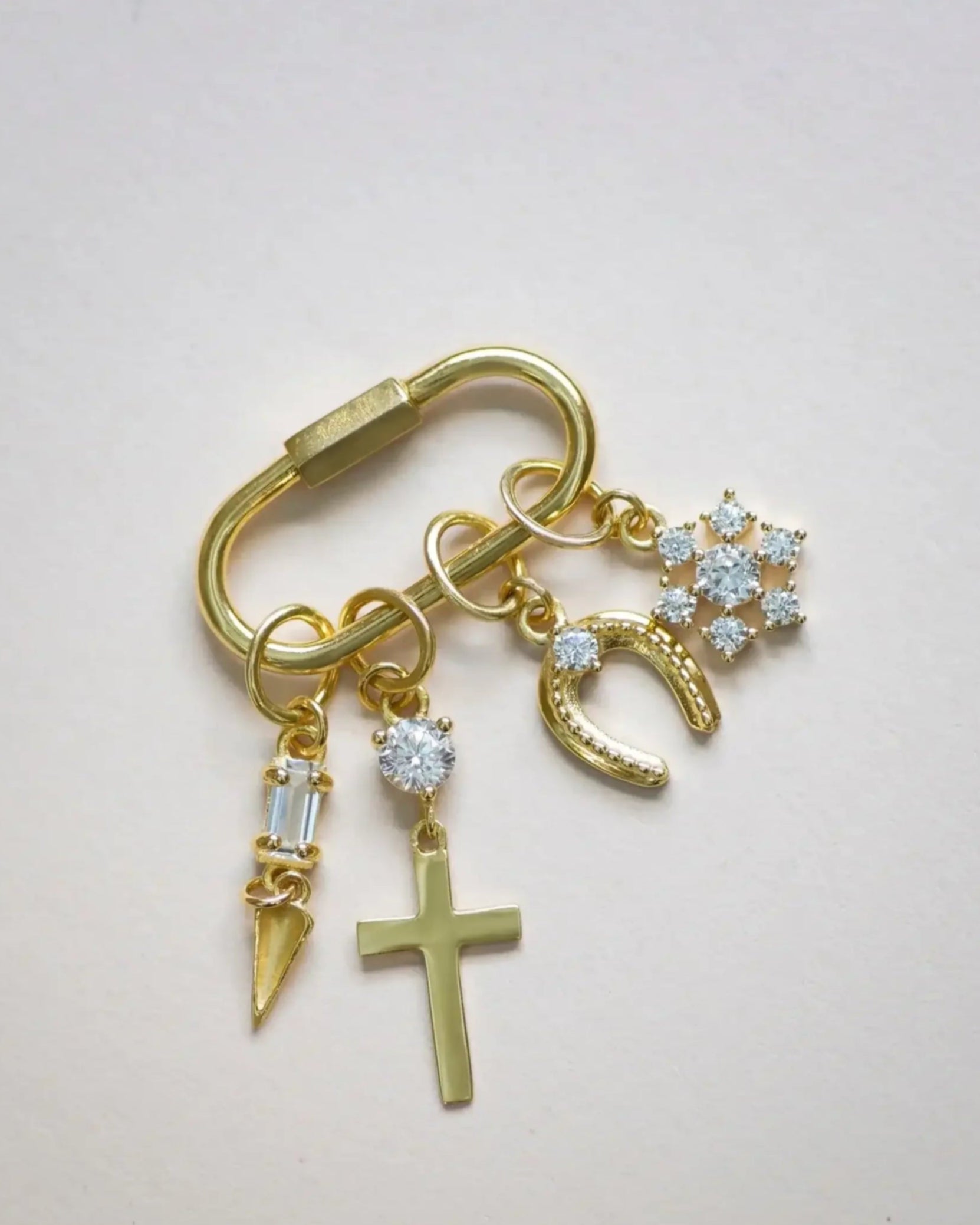 14K Solid Gold Stone & Horseshoe Charm – Anygolds