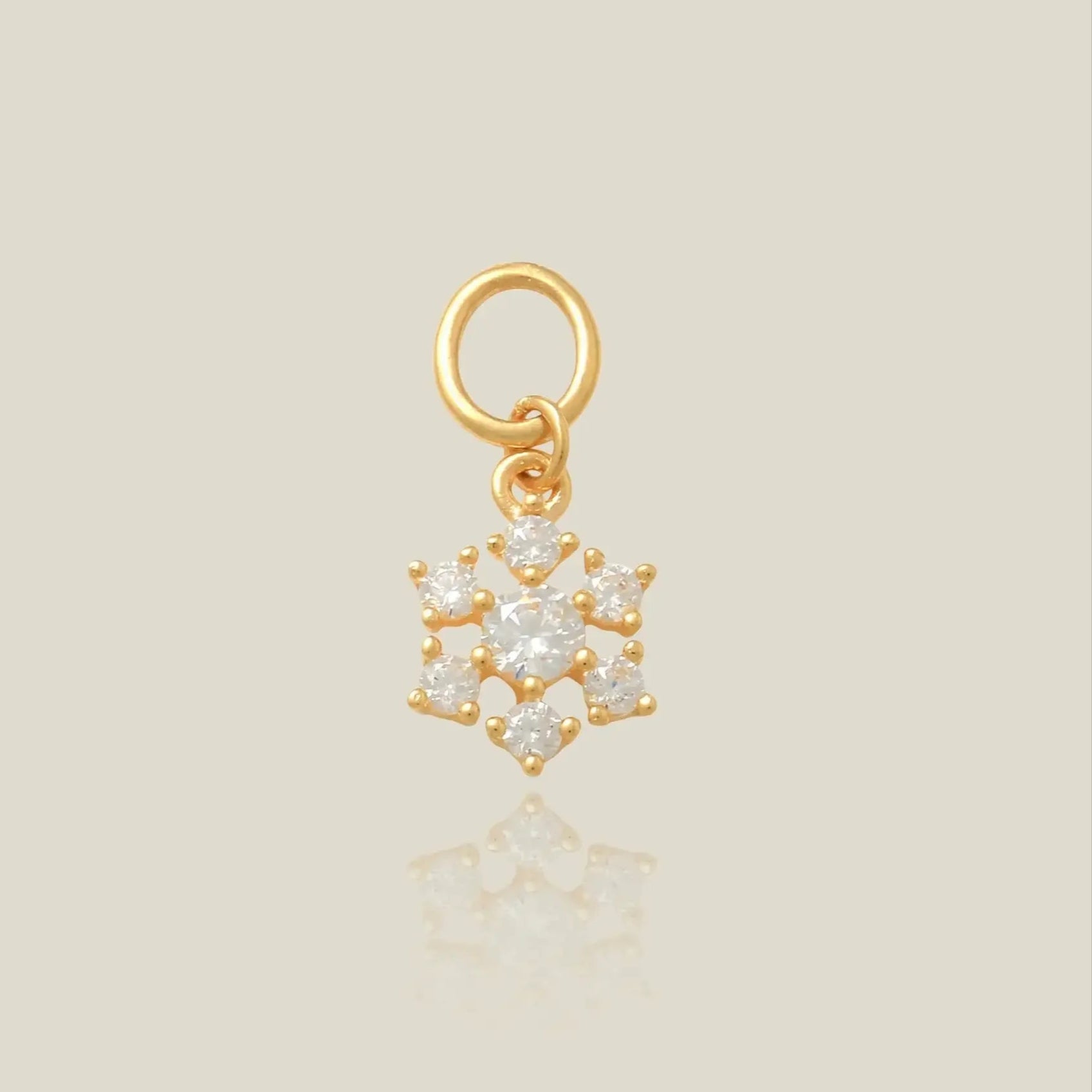 14K Solid Gold Pavé Snow Flower Stone Charm – Anygolds
