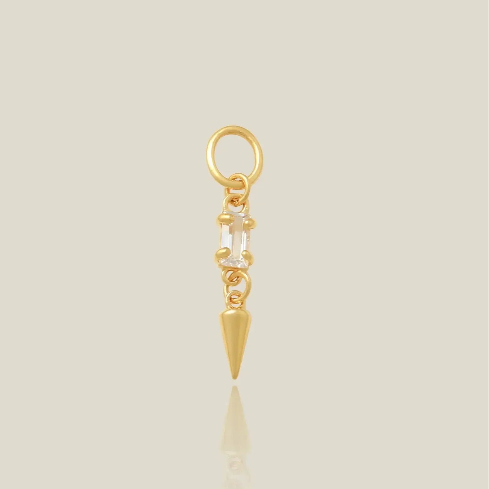 14K Solid Gold Baguette Spike Charm – Anygolds