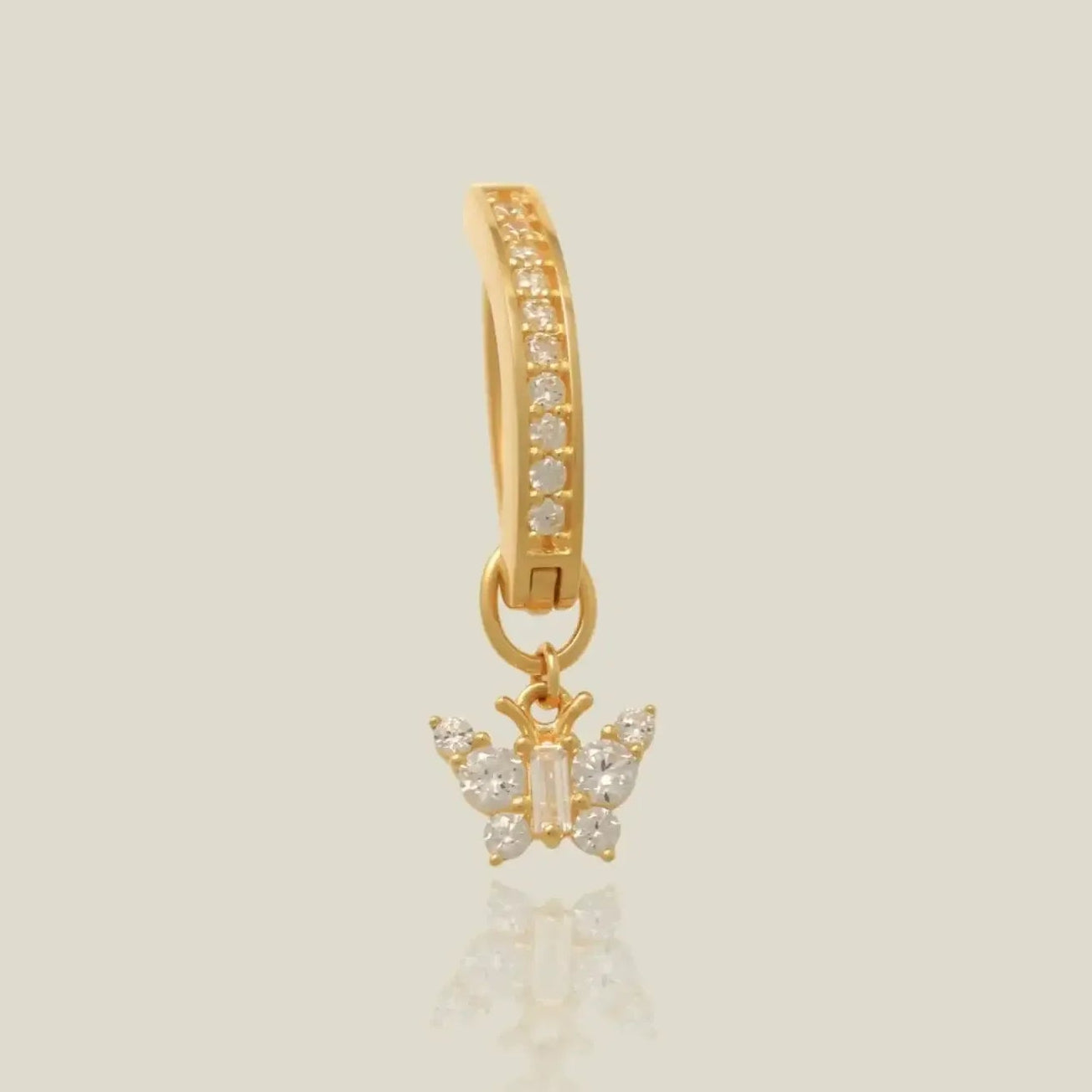 14K Solid Gold Butterfly Dangle Navel Clicker Ring – Anygolds
