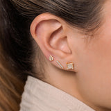 Diamond Line Bar Stud Earrings