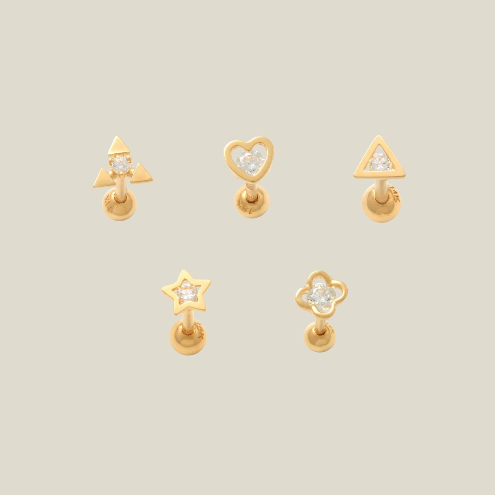 Essential Stacking Stud - Triforce, Heart, Triangle, Star, and Clover - Anygolds