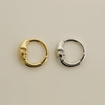 14K Solid Gold Crescent Moon Face Hoop Piercing Earring (Daith & Septum) - Anygolds 