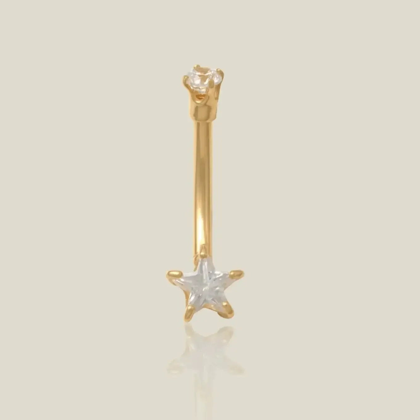 14K Solid Gold Star Curved Barbell – Anygolds